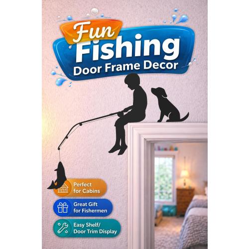 Fishing Nursery Decor: Child with Pole, Optional Dog