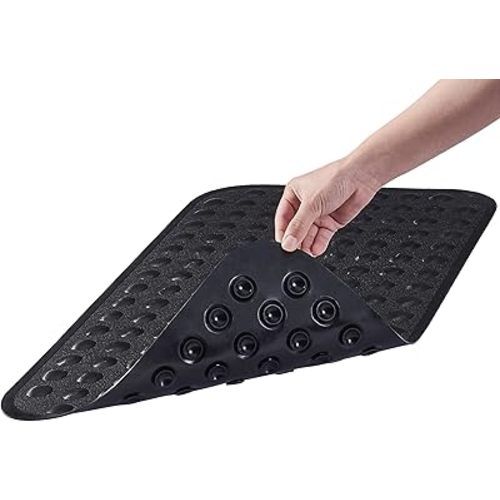 Yanzifly Bathtub Mat Non Slip Bath Mat for Tub Silicone Soft Bath Tub Mat Non Slip Shower Mats, Suction Cups Bath Tub Anti Slip Matt for Family Use, Machine Washable- Black