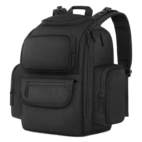 Mancro Diaper Bag Backpack, Extra Large Capacity Baby Diaper Backpack with 2 Insulated Pockets and Stroller Strap, Water Resistant Mens Diaper Bag for Travel，Black