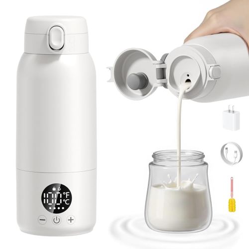 Portable Bottle Warmer for Traval, Fast Heating Portable Milk Warmer with Dual Heating Modes for Breast Milk & Water with 30W Fast Charger, Temperature Control for Outdoor, Car & Airplane