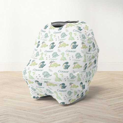 Baby Dragon Carseat Canopy- Little Dino Car Seat Cover- Stretchy Nursing Cover, Custom Baby Boy Dinosaur Nursery Baby Shower Gift 349