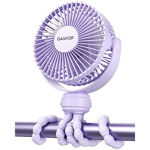 Gaiatop Mini Electric Fan with 360 Rotation, 5.5mm Gaps, Rechargeable Battery, 3 Speeds, Purple