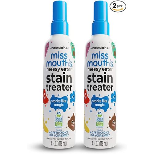 Miss Mouth's Messy Eater Stain Treater Spray - 4oz 2 Pack Stain Remover - Newborn & Baby Essentials - No Dry Cleaning Food, Grease, Coffee Off Laundry, Underwear, Fabric