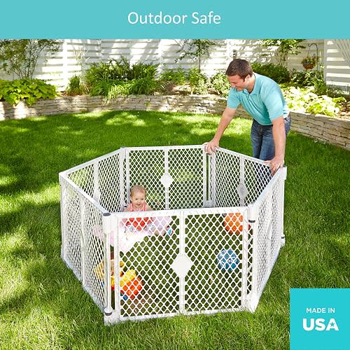Toddleroo Superyard Play Yard: 6-Panel Playpen, 18.5 Sq Ft, 26" Tall, Pink