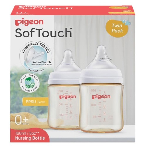 Pigeon SofTouch PPSU Baby Bottle 0+ Months 2 x 160ml