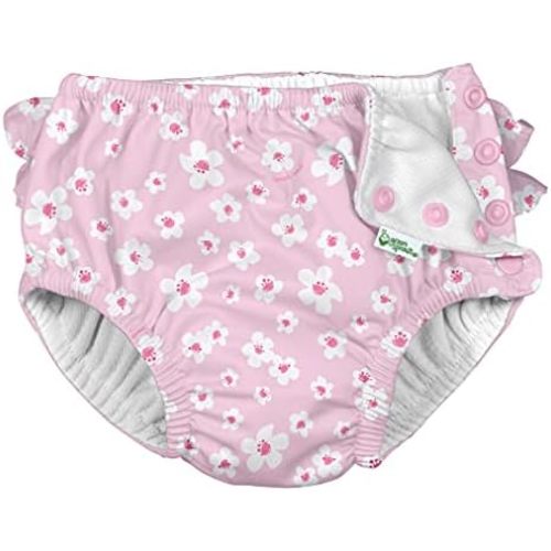 green sprouts Snap Reusable Absorbent Swimsuit Diaper, Light Pink Pinstripe, 24 Month