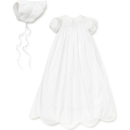 Caroline S/S Christening Gown & Hat Set, White - Kissy Kissy | Maisonette
