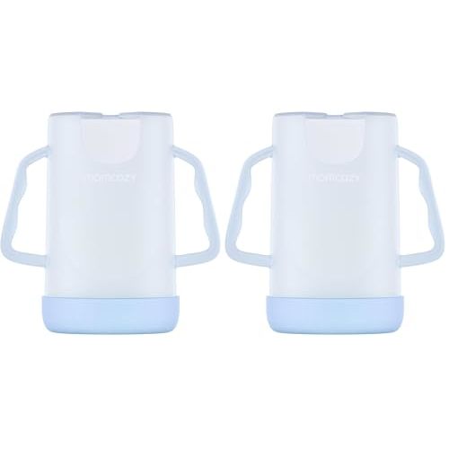 Momcozy Baby Pouch Holder No Squeeze, Baby Food & Juice Box Holder, Mess-Free, Easy Grip for Self-Feeding, BPA-Free & DEHP-Free, Must-Have for Babies, Blue (Pack of 2)