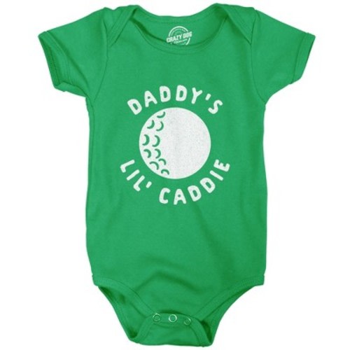 Daddy's Lil' Caddie Baby Bodysuit Funny Golf Lover Newborn Infant Jumper - Crazy Dog Baby Bodysuit For Golfers Green 6 Months
