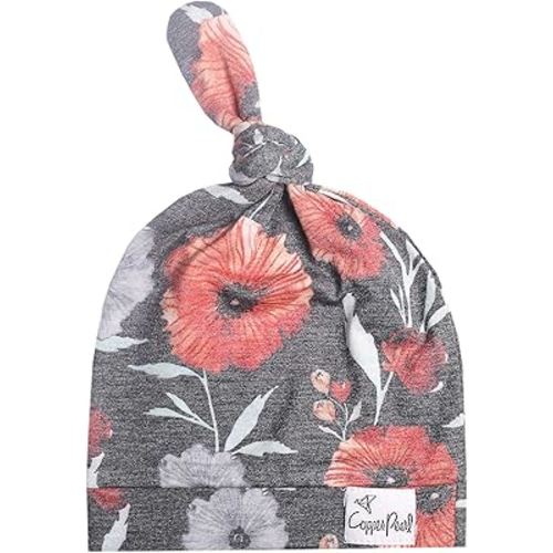 Copper Pearl Baby Beanie Hat Top Knot Stretchy Soft Poppy