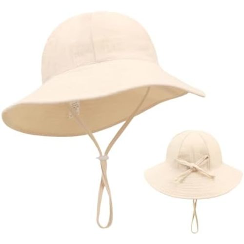Muslin Baby Bucket Sun Hat UPF 50+ Sun Protection Baby Bucket Hat Summer Beach Hats with Wide Brim for Boys & Girls