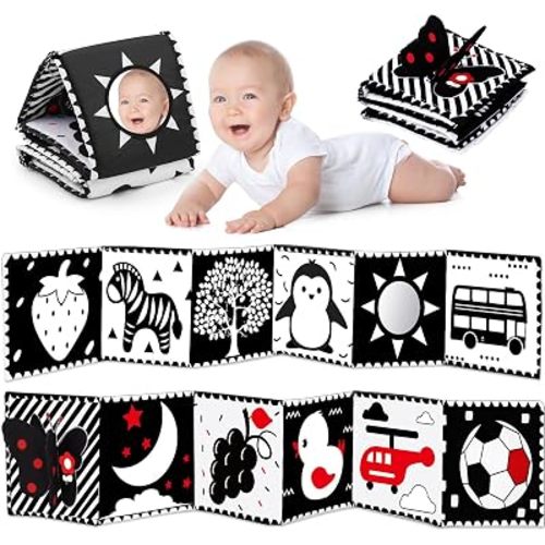 Black and White Baby Toy Tummy Time High Contrast Newborn Toys Essential