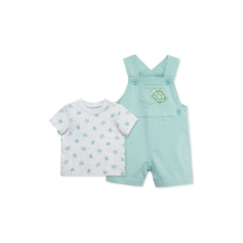 Little Me Turtles Cotton T-Shirt & Overalls Set 3-6M