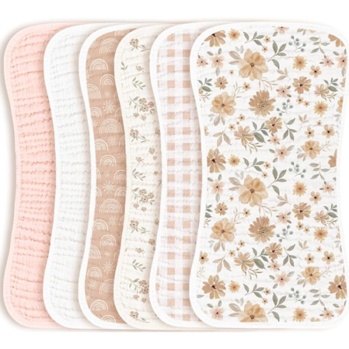 Amazon.com: Konssy 6 Pack Large Muslin Baby Burp Cloths and Burp Rags Set for Newborn | 100% Cotton, Super Soft & Absorbent, Shrink Resistant, Easy to Wash & Dry, Suitable for Unisex Boys & Girls (Floral) : Baby