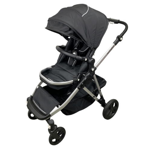Mockingbird Single to Double 2.0 Stroller, 2025, Black, Silver With Penny Leather, Windowpane