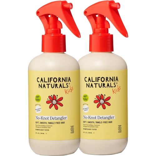 California Naturals Kids No-Knot Detangler Spray Duo, Leave-In Conditioner for Kids with Aloe Vera, Shea Butter and Vitamin B5, Sulfate Free, Paraben Free, All Hair Types, 8 fl oz
