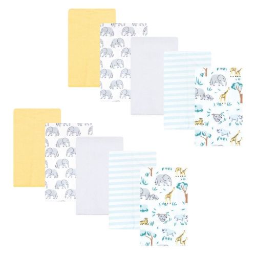 Hudson Baby Cotton Flannel Burp Cloths 10-pack, Safari Friends, One Size