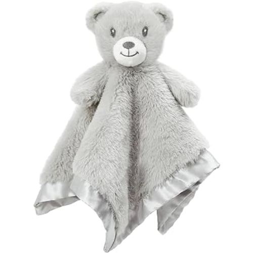 Bear Security Blanket Soft Minky Baby Lovey Animal Plush Blanket Unisex Lovie Gift for Toddler, Boys and Girls, 13.5 Inch (Grey)