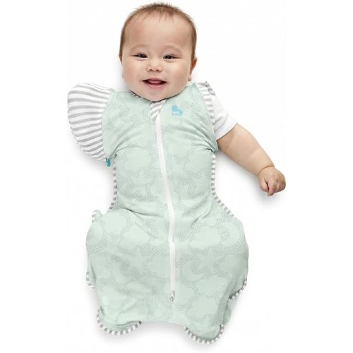 Love to Dream Transition Bag Organic 1.0 TOG, Celestial Dot Mint, Medium, 13-19 lbs., Patented Zip-Off Wings, Gently Help Baby Safely Transition from Being swaddled to arms Free Before Rolling Over