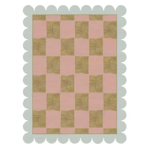 Scalloped Leaf Checker Pastel Hand Tufted Rug 5' x 7'