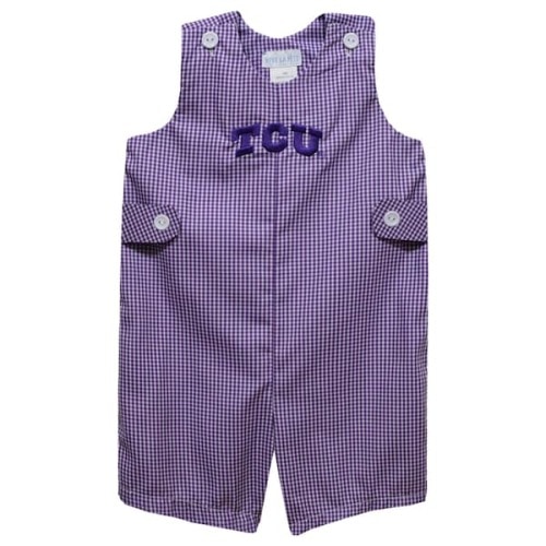 TCU Horned Frogs Vive La Fete Infant Gingham Jon Jon Romper - Purple