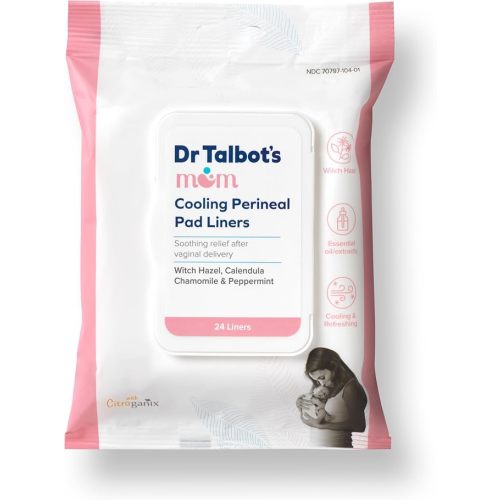 Dr. Talbot's Mom Witch Hazel Perineal Pad Liners - Quick Cooling Relief for Postpartum Care - 24 Count