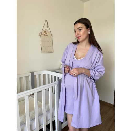 Cotton Maternity Nursing Nightgown and Robe Set – Hospital Bag Essentials for Pregnancy & Postpartum