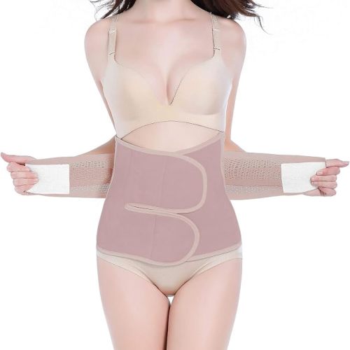 Postpartum Belly Band,C Section Belly Binder,Abdominal Binder Post Surgery Girdle,Tummy Tuck Compression Wrap Waist Trainer (Black, Medium)