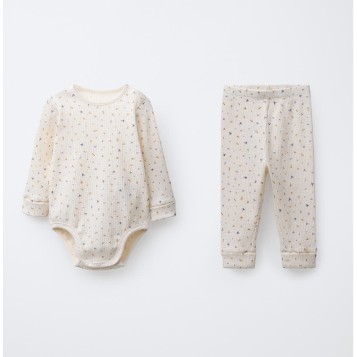 FLORAL PRINT BODYSUIT AND LEGGINGS SET - Ecru | ZARA United States