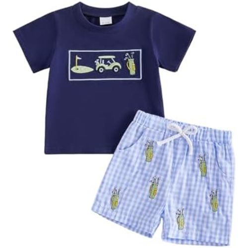 Toddler Boy Summer Outfits Baby Boy Animal Print Short Sleeves T-Shirt Plaid Shorts Set Infant Boy Clothes Set