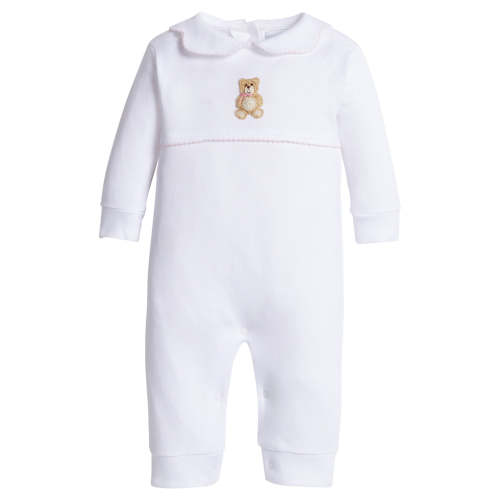 Crochet Playsuit in Pink Teddy Bear | Over The Moon (12 Months)