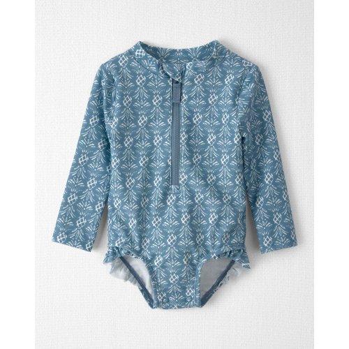 Baby Girl Recycled Rashguard Swimsuit in Bloom Lagoon - Little Planet | Carter's