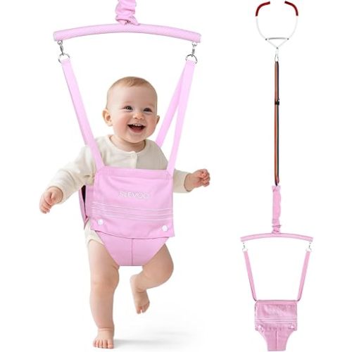 Slevoo Baby Jumper, Baby Doorway Jumper for Babies 6-12 Months, with Easy to Use Clamp and Adjustable Strap, Pink
