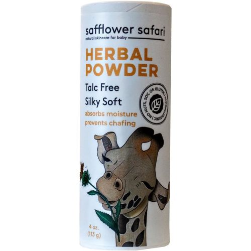 Herbal Baby Powder - All-Natural,Talc-Free Organic Arrowroot, Hypoallergenic, Vegan Made in USA by Safflower Safari