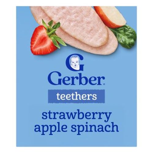 Gerber Teethers&nbsp;Snacks&nbsp;Strawberry Apple Spinach&nbsp;Baby Teething Crackers - 12ct Box​