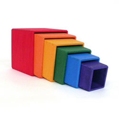 Grimm's Wooden Toys | Wooden Rainbow Stacking Boxes Large