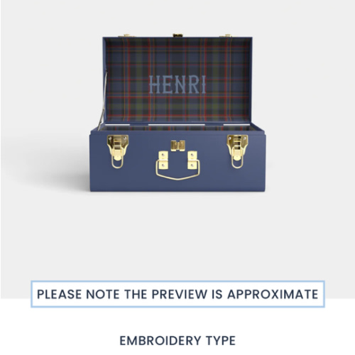 Mini Trunk - Navy - PK Plaid / Embroidery