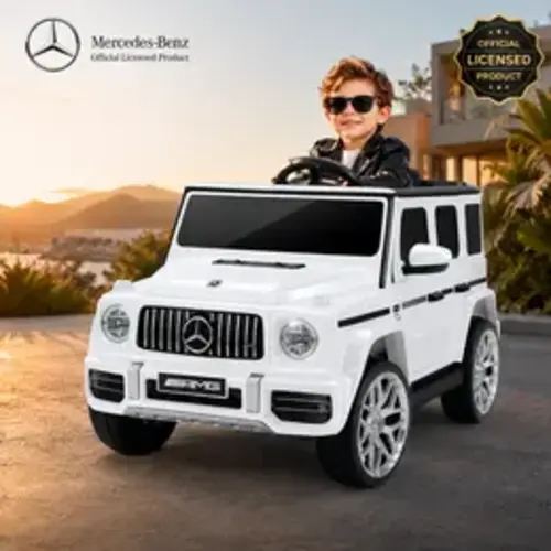 Dripex 12V/24V Licensed Mercedes-Benz G63 Ride-On Toys, One-seater/ Two-seater, Parental Remote, Bluetooth Music & Realistic LED Lights - White/black G-Wagon, Kids' gift, Birthday gift - TikTok Shop