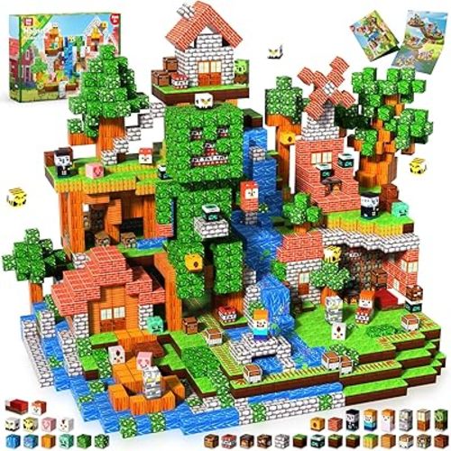 Goody King 300PCS Magnetic Blocks - Forest Magnetic Building Blocks, Stacking Magnets for Kids, Strong Magnets, Sensory Toy for STEM Learning Toys for Kids 3+ Boys and Girls Christmas Birthday Gifts