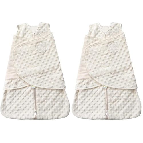 HALO Sleepsack Swaddle, 3-Way Adjustable Swaddle Blanket, TOG 3.0, Velboa, Olive Green Plush Dots, Newborn, 0-3 Months