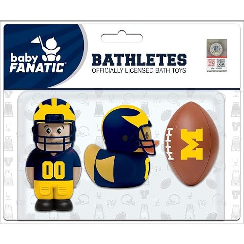 Baby Fanatic Bath Toys 3 Pack - Michigan Wolverines - Officially Licensed NCAA Toy Set for Babies