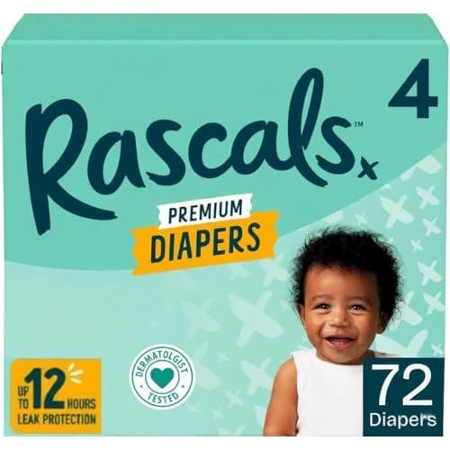 Rascals Premium Baby Diapers Size 4/72 Count,