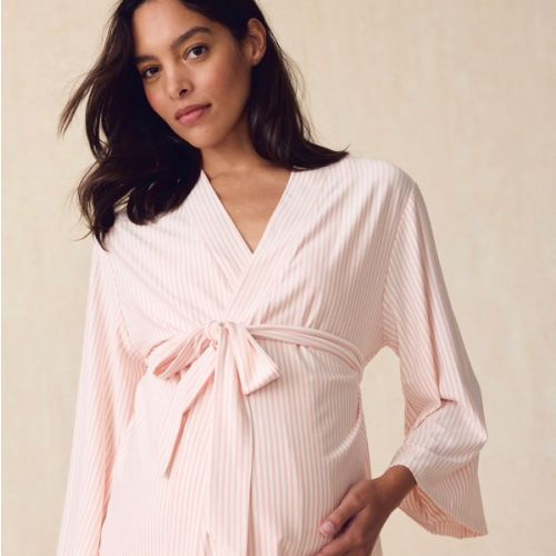 LAKE | Women | DreamModal™ Pajamas | English Rose Pencil Stripe Maternity Kimono Bundle