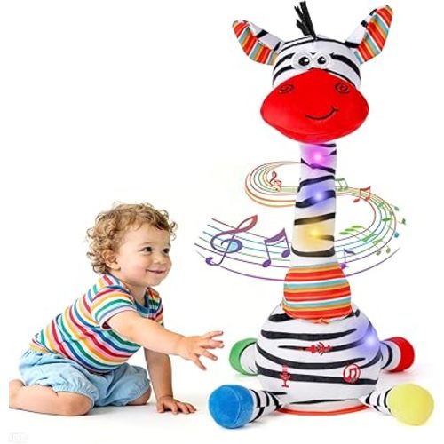 Dancing Talking Zebra Toy,Interactive Mimicking Repeating Zebra Plush Toy,Funny Gift Infant 6-18 Months,10 Children's Song,Tummy Time Toy Zebra Stuffed Animal for Toddlers 1 2 3 Year Old Boy Girl