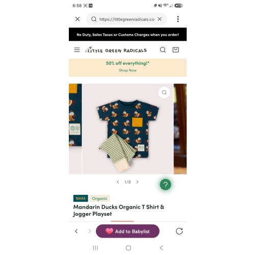 Mandarin Ducks Organic T Shirt & Jogger Playset – Little Green Radicals