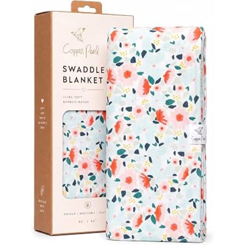 Copper Pearl Swaddle Blankets for Newborns | Soft Stretchy Receiving Blankets for Boys and Girls | Large 46 x 46 Inch Baby Blankets | Lightweight and Breathable Swaddles | Leilani