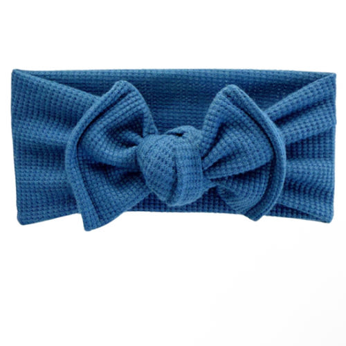 Blue Waffle Baby Headband, Top Knot / Oversized Bow | Harper + Remi