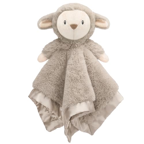 BEILIMU Lamb Baby Security Blanket for Boys Girls, Lovey Fluffy Snuggle Toy Great Shower Gift for Baby Newborn Plush Stuffed Animal, Brown 13.5 Inch