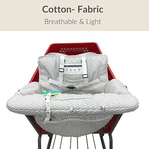 PandaEar Shopping Cart Cover for Baby, 2-in-1 Grocery Cart Seat Cover & Baby Highchair Cover for Infant, Toddler -Grey