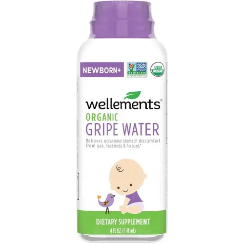 Wellements Organic Gripe Water | Relieves Occasional Stomach Discomfort from Baby Gas, Colic, Hiccups and Fussiness | Certified Organic and Non-GMO | No Artificial Flavors | 4 Fl Oz. | Ages Newborn+
